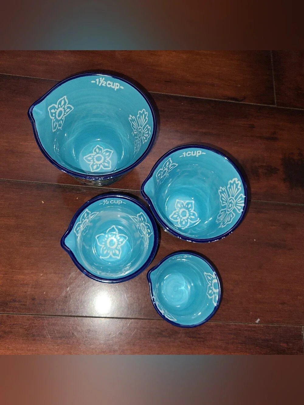 The Pioneer Woman Ceramic Nesting Floral Measuring Cups 4pc Pour Spout Set